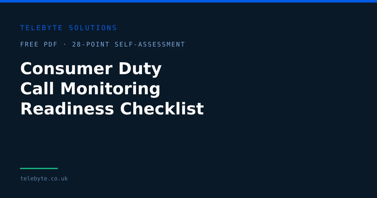 Preview of the Telebyte FCA Consumer Duty Call Monitoring Readiness Checklist