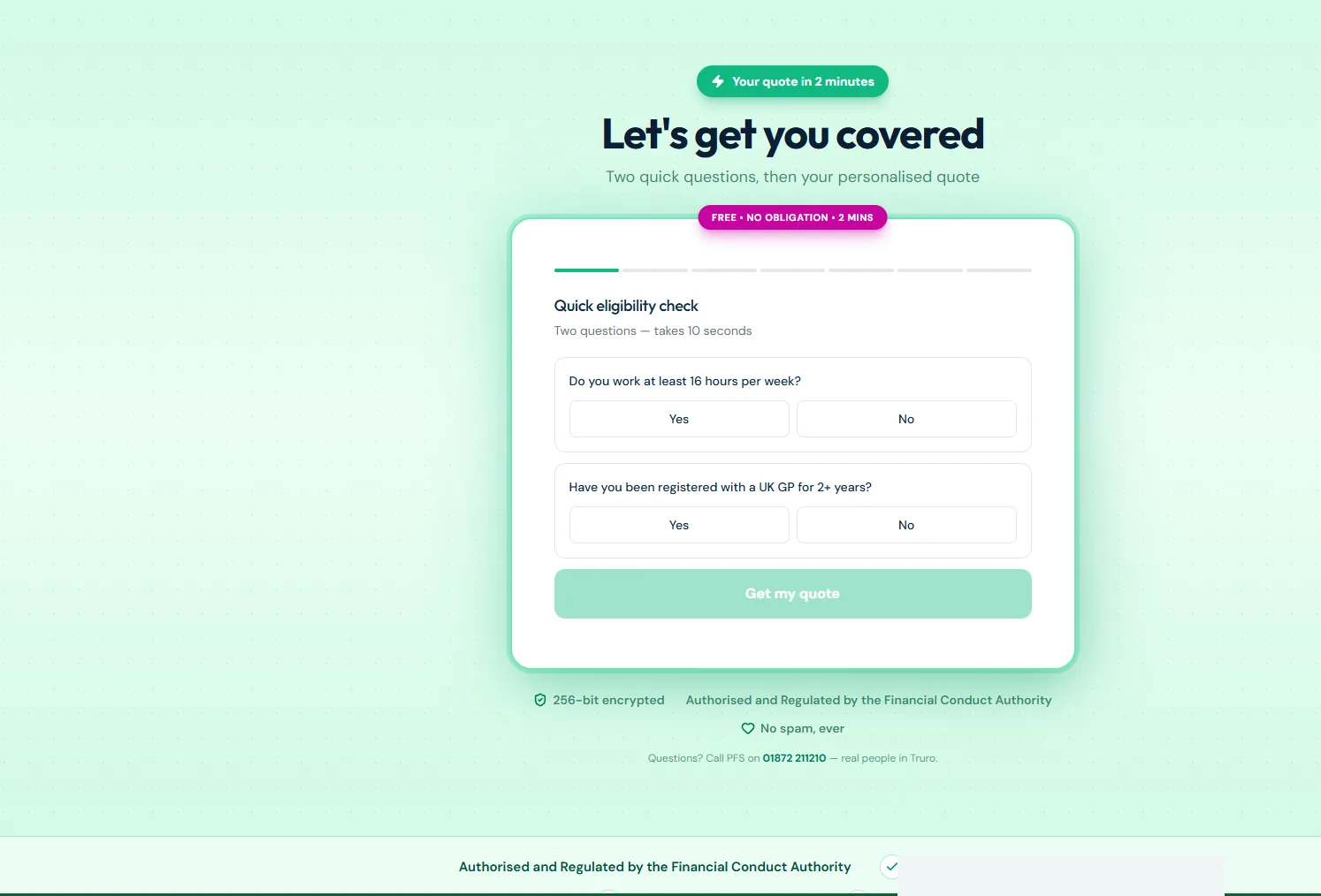 A live regulated-insurance quote-to-application flow built and hosted by Telebyte